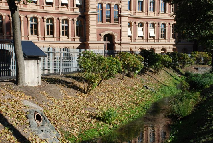 Rückwärtige Ansicht vom Schulgebäude der KGS Gotha